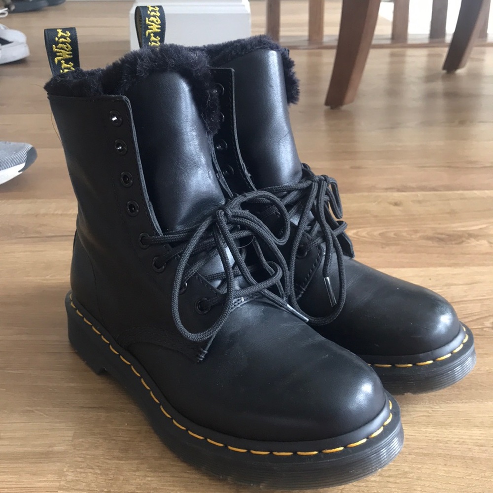 Dr. Martens black leather and fur boots (RARE)